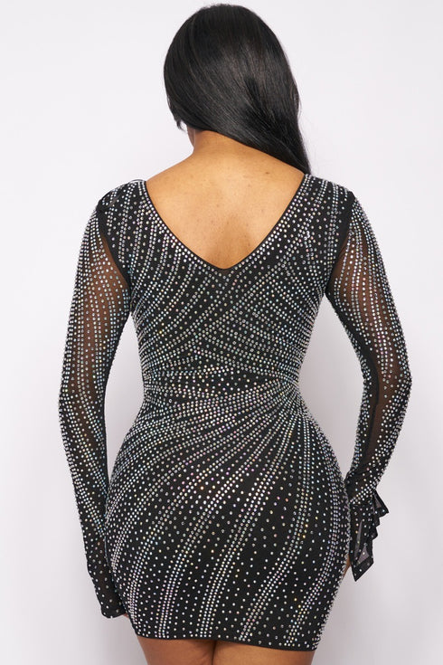BANJUL RHYNESTONE MINI DRESS -BLACK - SohoGirl.com